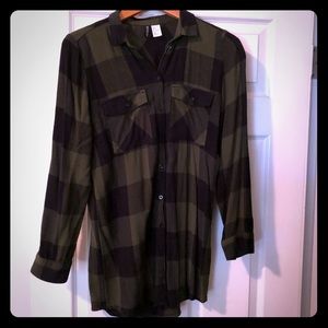 H&M Long Fit Plaid Button Up